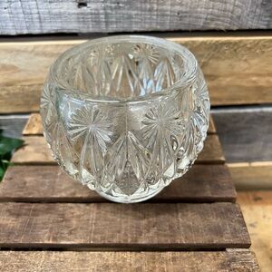 Vintage 1970's  Clear Pressed Glass Decorative Vase/ Votive Holder